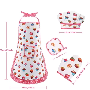 Kids cupcake kitchen baking set with apron chef hat oven mitt and pot holder measurements