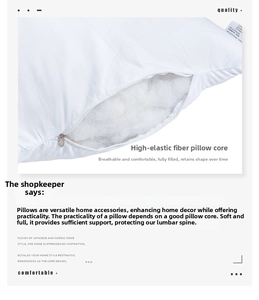 Detail of high-elastic fiber filling and zipper on a plush white pillow insert
