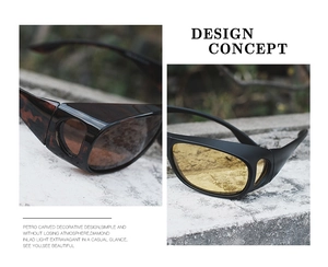 Dual pack night vision and brown lens driving glasses with side shield protection