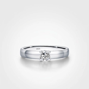 Moissanite Solitaire Ring 925 Sterling Silver Round Brilliant Cut D Color VVS1 Women Classic Minimalist Jewelry