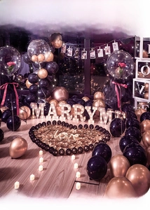 Romantic proposal decor set with Marry Me LED letters and heart lights for wedding party