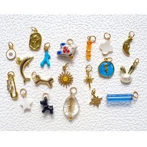 DIY jewelry charms set with assorted metal pearls and colorful enamel designs for bracelets