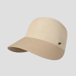 Sombrero de Sol de Paja Tejida para Mujer Verano Protección UV Gorra Transpirable Con Hoja de Metal Elegante Mosaico