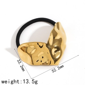Élastique à cheveux avec cœur irrégulier en alliage doré, dimensions de 52,2 mm sur 33,2 mm