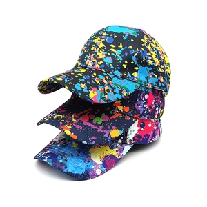 Colorful Graffiti Paint Splatter Baseball Cap Polyester Streetwear Hip Hop Adjustable Trendy Sun Hat Men Women