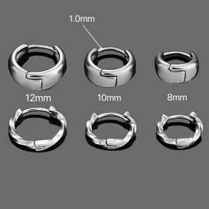 Polished silver 316L stainless steel hoop earrings in twist and smooth designs