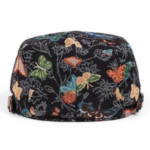 Casquette rétro vintage avec motifs papillons colorés et boucles latérales