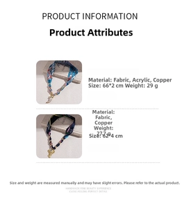 Detailed specs of ethnic fabric necklaces with acrylic and copper elephant charms