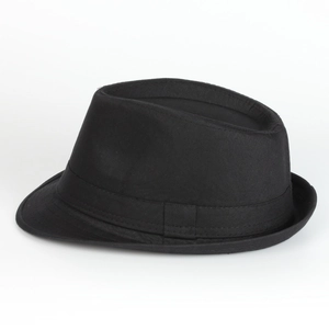Classic black cotton fedora hat with elegant brim for women in a minimalist style