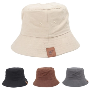 Unisex Baumwolle Fischerhut Sonnenschutz Breite Krempe Outdoor Lässig Einfarbig Mit Lederpatch