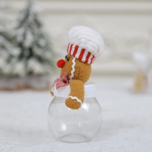 Gingerbread man chef candy jar with transparent bottle for Christmas gift decoration