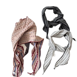 Retro striped fabric triangle scarf necklace and floral print cotton choker for women
