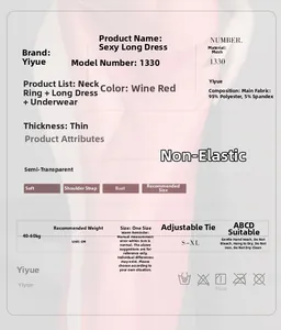 Size chart for red mesh lingerie set with adjustable straps for weight 40-60kg