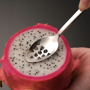 304 stainless steel baby food scraper spoon with serrated edge for fruit puree