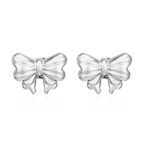 Boucles d'oreilles nœud papillon en acier inoxydable argenté poli avec éclat métallique élégant