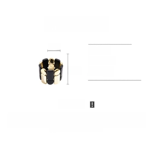 Detailed dimensions of the black and gold acrylic stretch bracelet with measurement labels