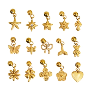 15 assorted gold stainless steel charms including stars, hearts and flowers for DIY jewelry