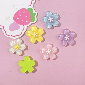 Colorful ice-transparent resin cherry blossom charms for DIY crafts and accessories