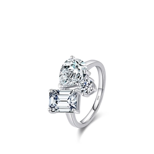 925 Sterling Silver Geometric Zirconia Ring Luxury Fashion Inlaid Finger Ring For Women Wedding Banquet Jewelry Gift