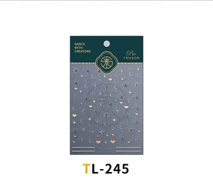 Détail des stickers ongles TL-245 étoiles et lunes au fini laser holographique