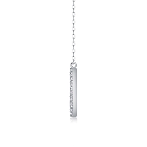 Luxurious S925 sterling silver necklace with circular moissanite pendant side view