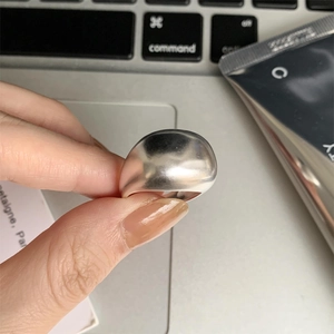 Minimalist 925 sterling silver chunky domed ring with a polished metallic finish for women