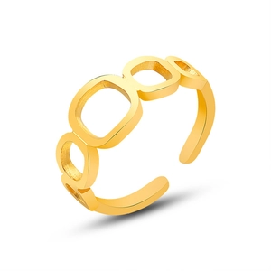 Minimalist square hollow open ring in 18K gold plated titanium steel for women