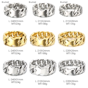 Tabla de tallas de cadenas de acero inoxidable oro y plata con peso y ancho detallados