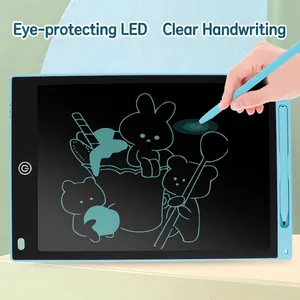 Kids LCD writing tablet with stylus featuring colorful eye-care screen and blue frame