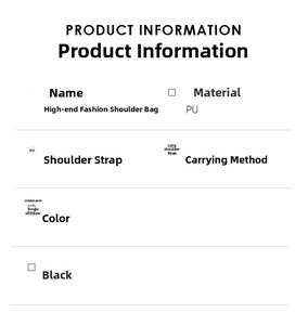 Detailed dimension guide for black PU leather shoulder bag showing 29x17x8cm sizing specs