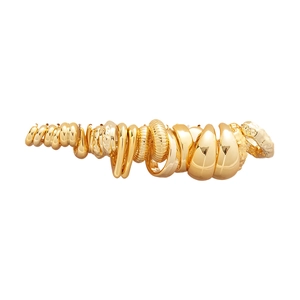 Golden vintage style earring set with smooth pleated and twisted metal textures