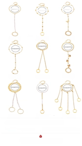 Detailed size chart for the alloy pearl heart bracelet and finger ring chain set