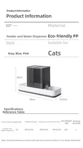 Detailed size specifications of the automatic 2-in-1 pet feeder and water dispenser