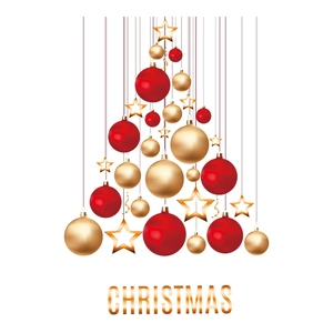 Stickers de sapin de Noël avec boules rouges et dorées pour décoration de vitrine festive
