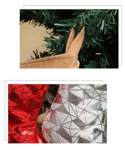 Detail of large Christmas stocking with 3D geometric embossed texture and hanging loop