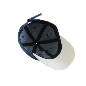 Kids colorblock baseball cap in blue and white with adjustable back strap for sun protection