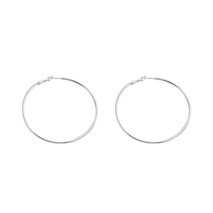 Minimalist 925 silver needle large hoop earrings with a polished metallic finish