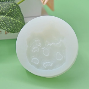 Stampo rotondo in silicone bianco con orsetto e impronte per dolci fai-da-te e torte