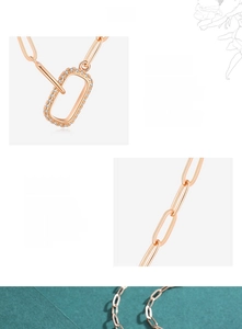Macro detail of rose gold S925 sterling silver chain with micro-pave rectangular zircon