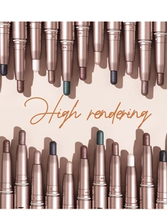 Flat lay of double-headed eyeshadow sticks in multiple pearlescent and metallic shades