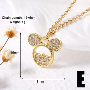 Detailed specs of the gold-plated Mickey pendant necklace showing 45 plus 5cm chain length