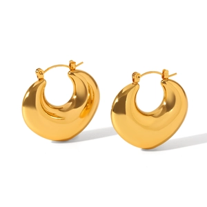 Polished gold hollow waterdrop earrings in stainless steel with a high gloss mirror finish