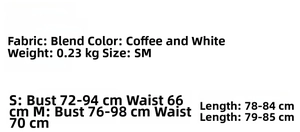 Größentabelle für kariertes Strickkleid mit Maßen für die Größen S und M im Detail