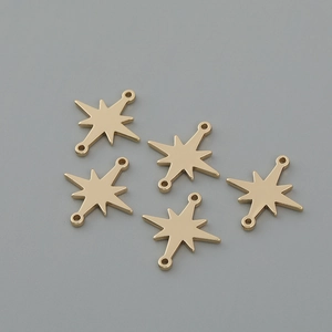 Golden double-loop octagonal star pendants for DIY jewelry making and necklace crafts