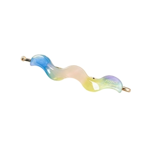 Chic acetate wave hair clip with colorful gradient finish and gold metal fastening