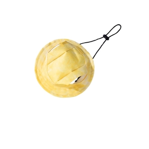 Cute yellow tie-dye pet bucket hat with ear holes and adjustable drawstring for small dogs