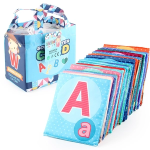 Set of 26 soft baby alphabet cloth cards and animal storage bag for early learning