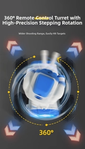 Detail view of the 360-degree rotating turret on the blue RC tank for precise aiming