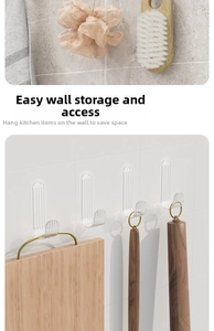 Strong adhesive transparent hooks for bathroom wall storage with anti-slip stripe texture