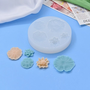 Five-cavity lotus and leaf silicone mold for DIY cake baking and candle making crafts
